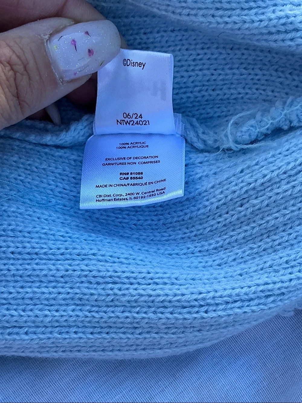 Disney Light Blue Stitch Embroidered Knit Beanie for Kids